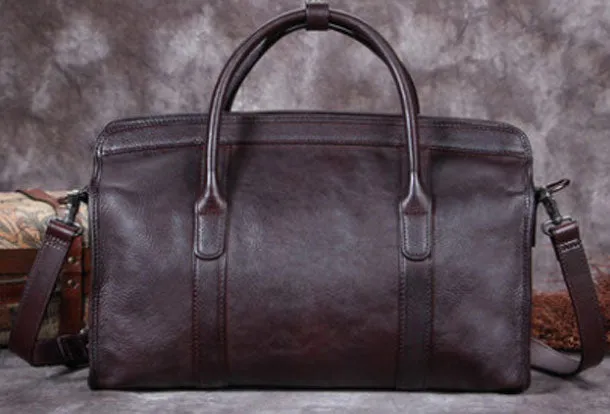 Genuine Leather Handbag Briefcase Bag Vintage Crossbody Bag Shoulder Bag Purse For Women Mens