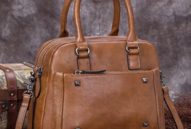 Genuine Leather Handbag Vintage Crossbody Bag Shoulder Bag Purse For Women