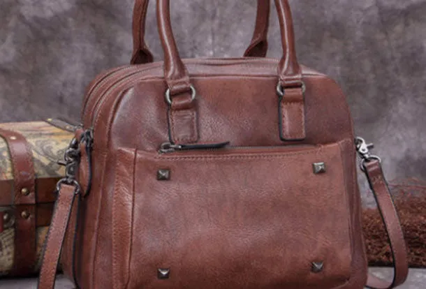 Genuine Leather Handbag Vintage Crossbody Bag Shoulder Bag Purse For Women