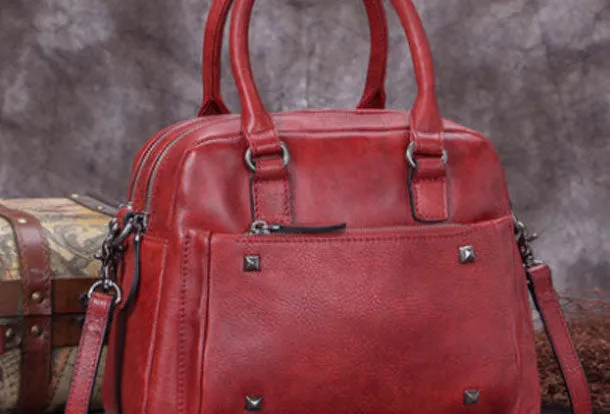 Genuine Leather Handbag Vintage Crossbody Bag Shoulder Bag Purse For Women