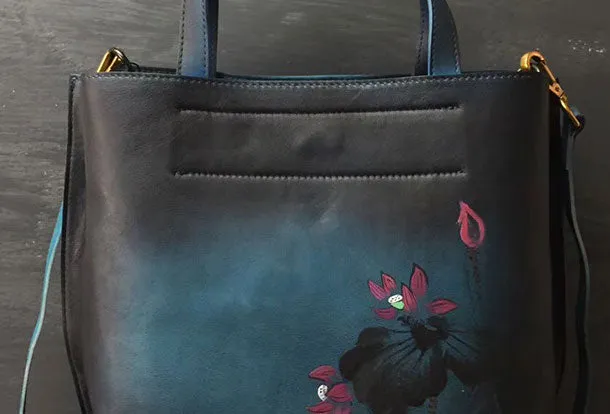 Genuine Leather Handbag Vintage Painted Bag Crossbody Bag Shoulder Bag Purse For Women