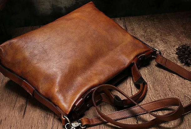 Genuine Leather Mens Briefcase Messenger Bag iPad Bag Chest Bag Bike Bag Cycling Bag for men