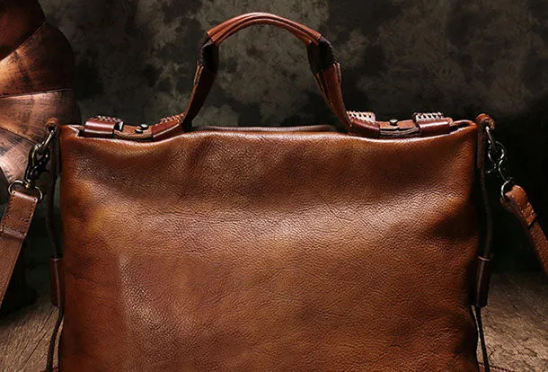 Genuine Leather Mens Briefcase Messenger Bag iPad Bag Chest Bag Bike Bag Cycling Bag for men
