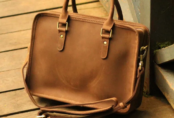 Genuine Leather Mens Briefcase Messenger Bag Laptop Bag Shoulder Bag for men
