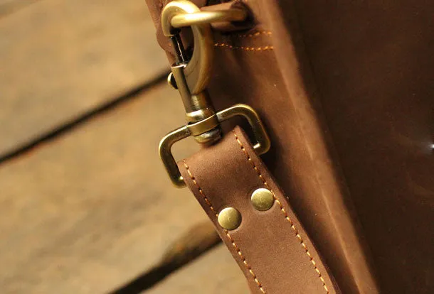 Genuine Leather Mens Briefcase Messenger Bag Laptop Bag Shoulder Bag for men