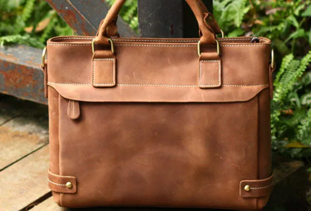 Genuine Leather Mens Briefcase Messenger Bag Laptop Bag Shoulder Bag for men