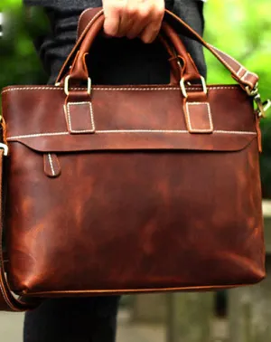 Genuine Leather Mens Briefcase Messenger Bag Laptop Bag Shoulder Bag for men