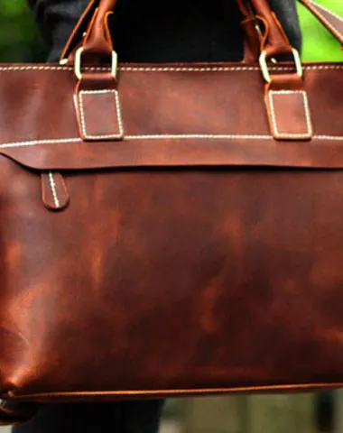 Genuine Leather Mens Briefcase Messenger Bag Laptop Bag Shoulder Bag for men