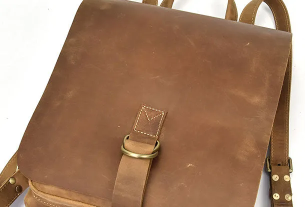 Genuine Leather Mens Cool Backpack Briefcase Bag Travel Bag Hiking Bag For Mens