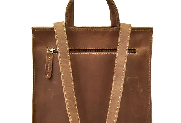 Genuine Leather Mens Cool Backpack Briefcase Bag Travel Bag Hiking Bag For Mens