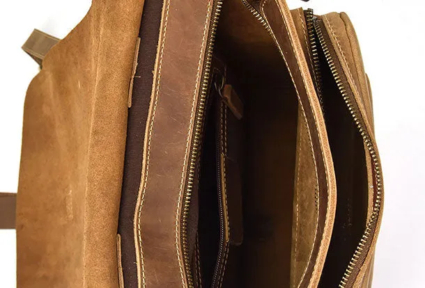 Genuine Leather Mens Cool Backpack Briefcase Bag Travel Bag Hiking Bag For Mens
