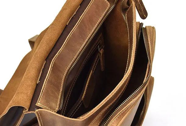 Genuine Leather Mens Cool Backpack Briefcase Bag Travel Bag Hiking Bag For Mens