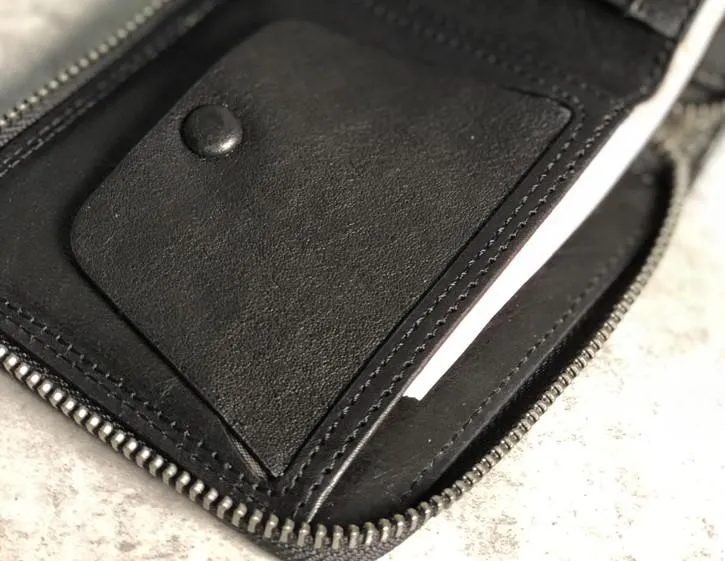 Genuine Leather Mens Cool billfold Leather Wallet Men Small Wallets Bifold for Men