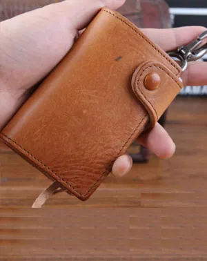 Genuine Leather Mens Cool Key Wallet Car Key Change Coin Card Holder Car Key Case for Men