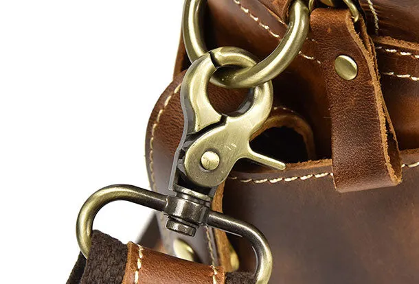 Genuine Leather Mens Vintage Brown Cool Weekender Bag Large Travel Bag Briefcase for men