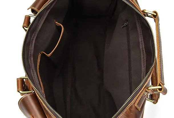Genuine Leather Mens Vintage Brown Cool Weekender Bag Large Travel Bag Briefcase for men
