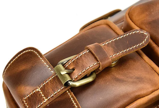 Genuine Leather Mens Vintage Brown Cool Weekender Bag Large Travel Bag Briefcase for men