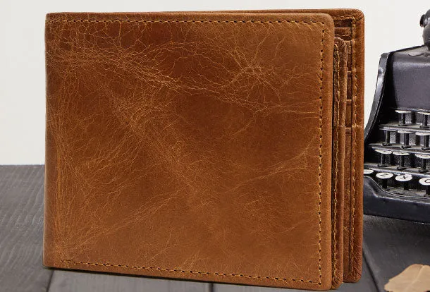 Genuine Leather Mens Wallet Cool billfold Slim Bifold Wallet Card Coin Holder Wallet Purse for Mens