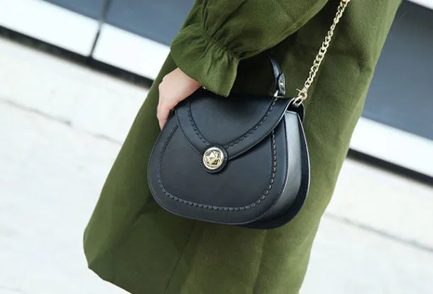Genuine Leather round crossbodybag handbag shoulder bag for women leather bag