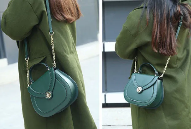 Genuine Leather round crossbodybag handbag shoulder bag for women leather bag