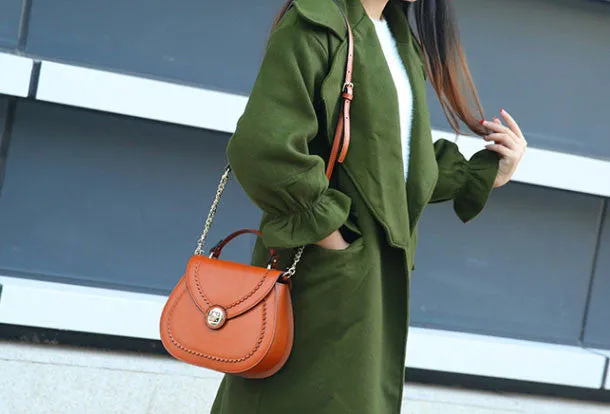 Genuine Leather round crossbodybag handbag shoulder bag for women leather bag