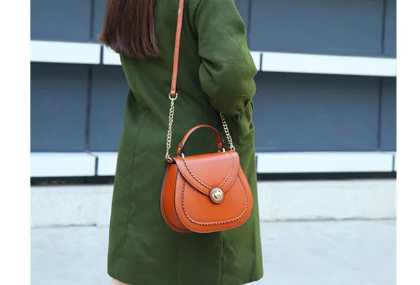 Genuine Leather round crossbodybag handbag shoulder bag for women leather bag