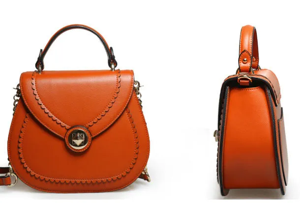 Genuine Leather round crossbodybag handbag shoulder bag for women leather bag