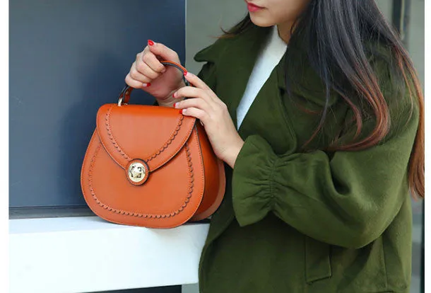 Genuine Leather round crossbodybag handbag shoulder bag for women leather bag