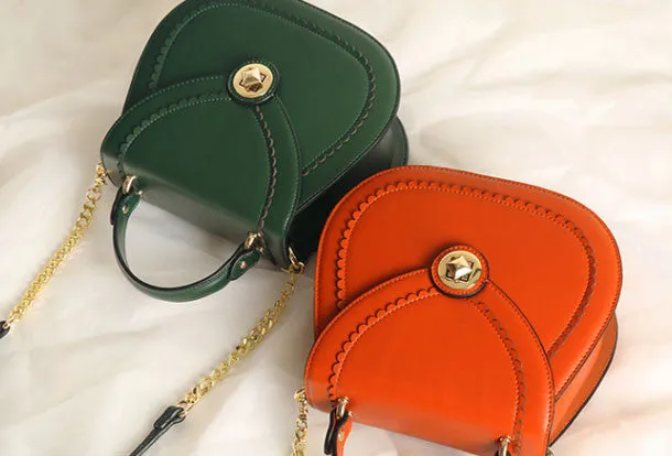 Genuine Leather round crossbodybag handbag shoulder bag for women leather bag