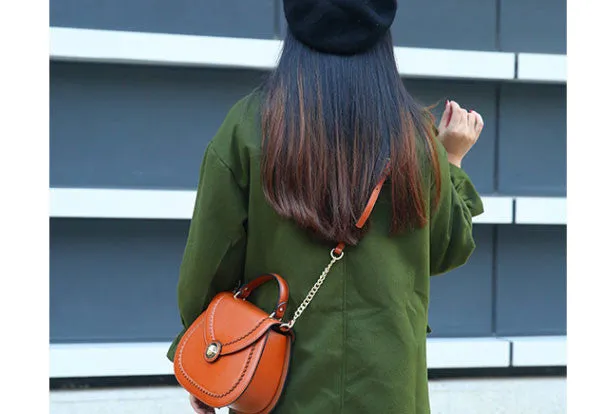 Genuine Leather round crossbodybag handbag shoulder bag for women leather bag