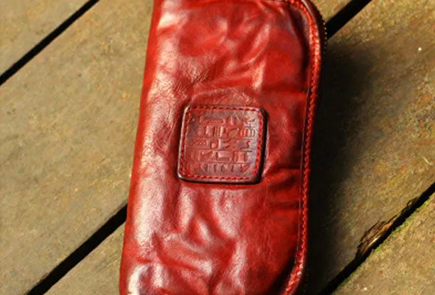 Genuine Leather Wallet Bifold Handmade Zip Long Wallet Purse Clutch For Mens