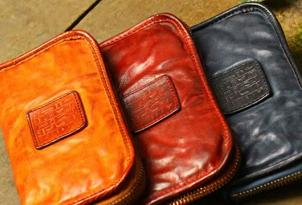 Genuine Leather Wallet Bifold Handmade Zip Long Wallet Purse Clutch For Mens