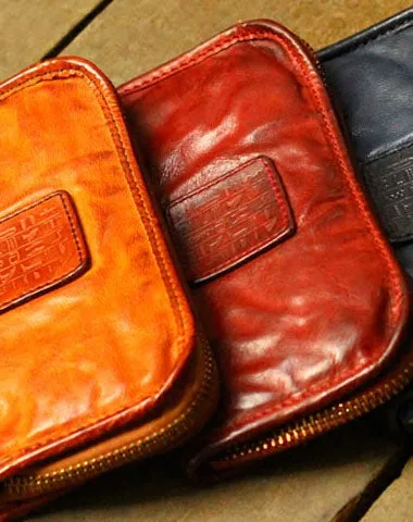 Genuine Leather Wallet Bifold Handmade Zip Long Wallet Purse Clutch For Mens
