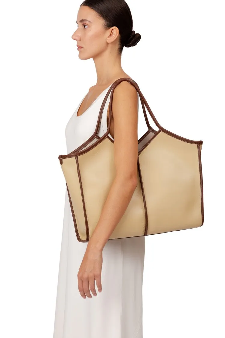 Geometric Tote Bag In Fine Calf Leather