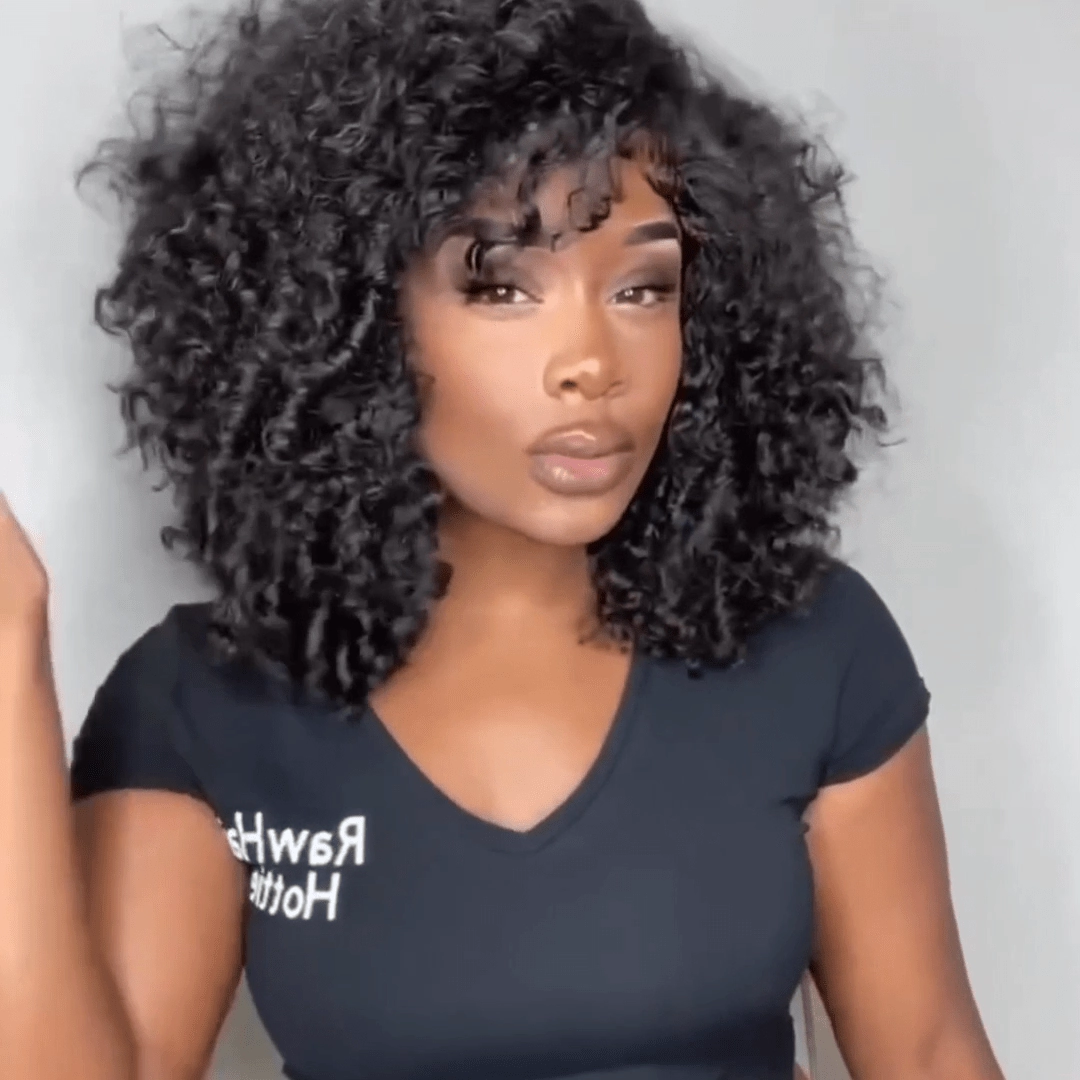 Glueless Wigs Fluffy Short Curly Bob Wigs 13x4 Lace Front Human Hair Wig Pre Plucked 250% Density No Code Needed