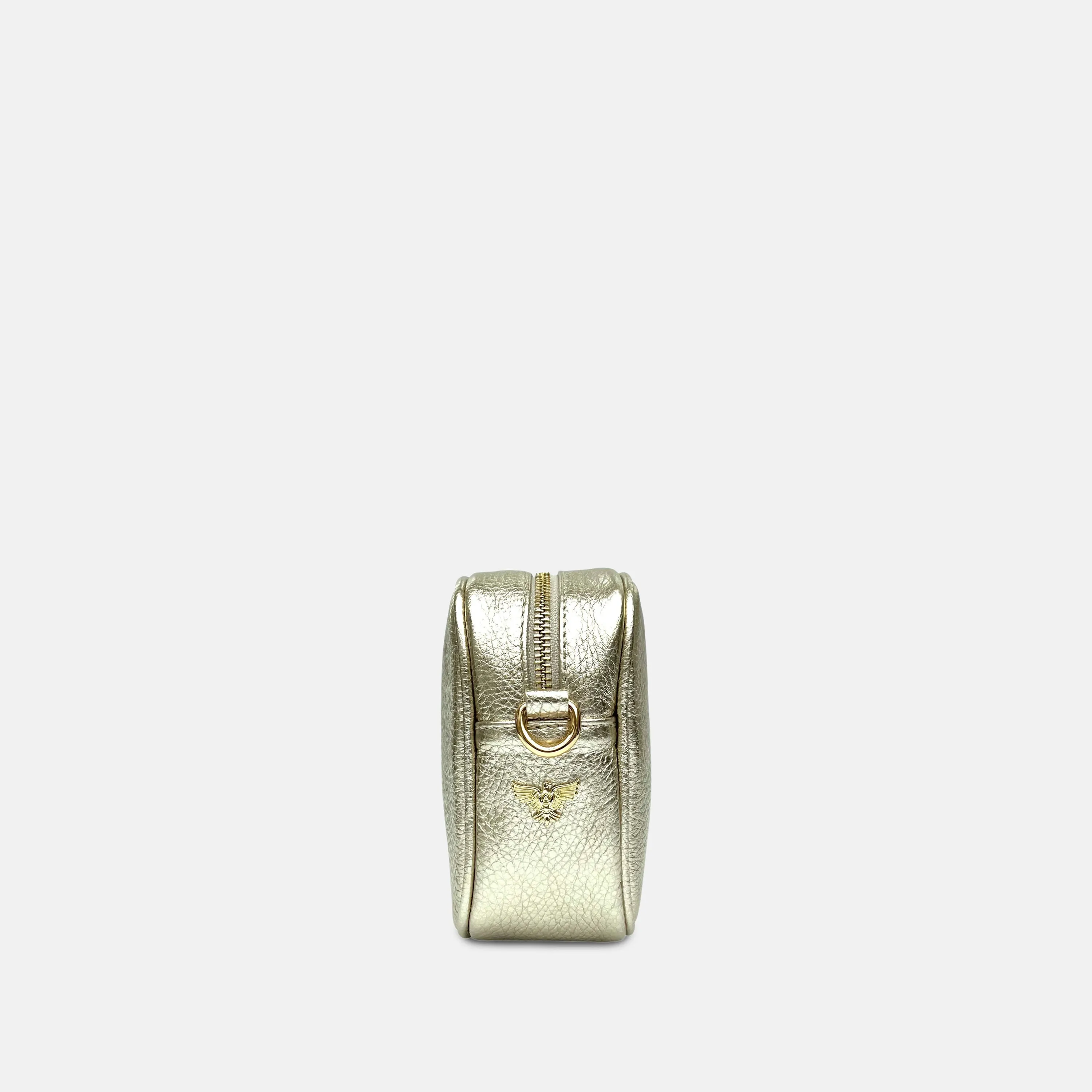 Gold Leather Crossbody Bag With Gold Chain Strap