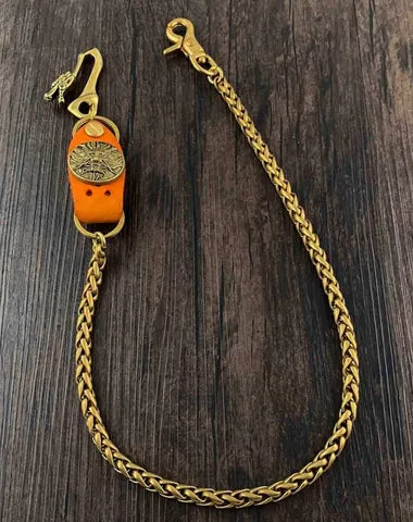 Gold Mens Wallet Chain Dragon Hook Brass Biker Wallet Chain Pants Chain For Men