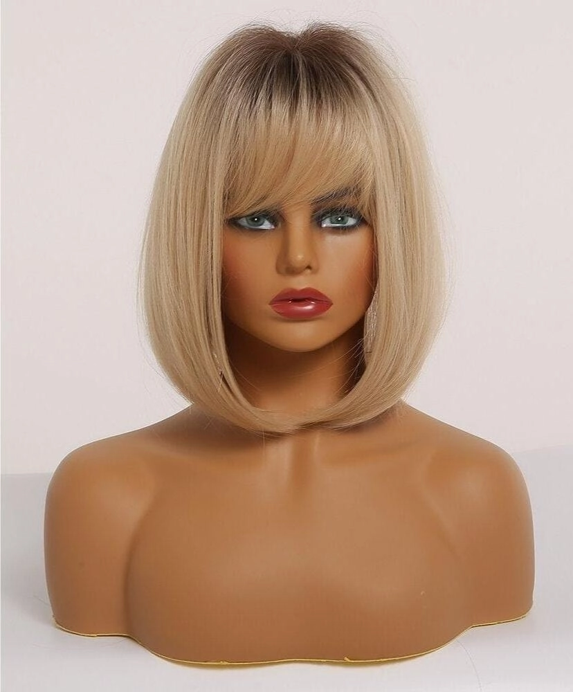 Golden Blonde Wig with Bangs