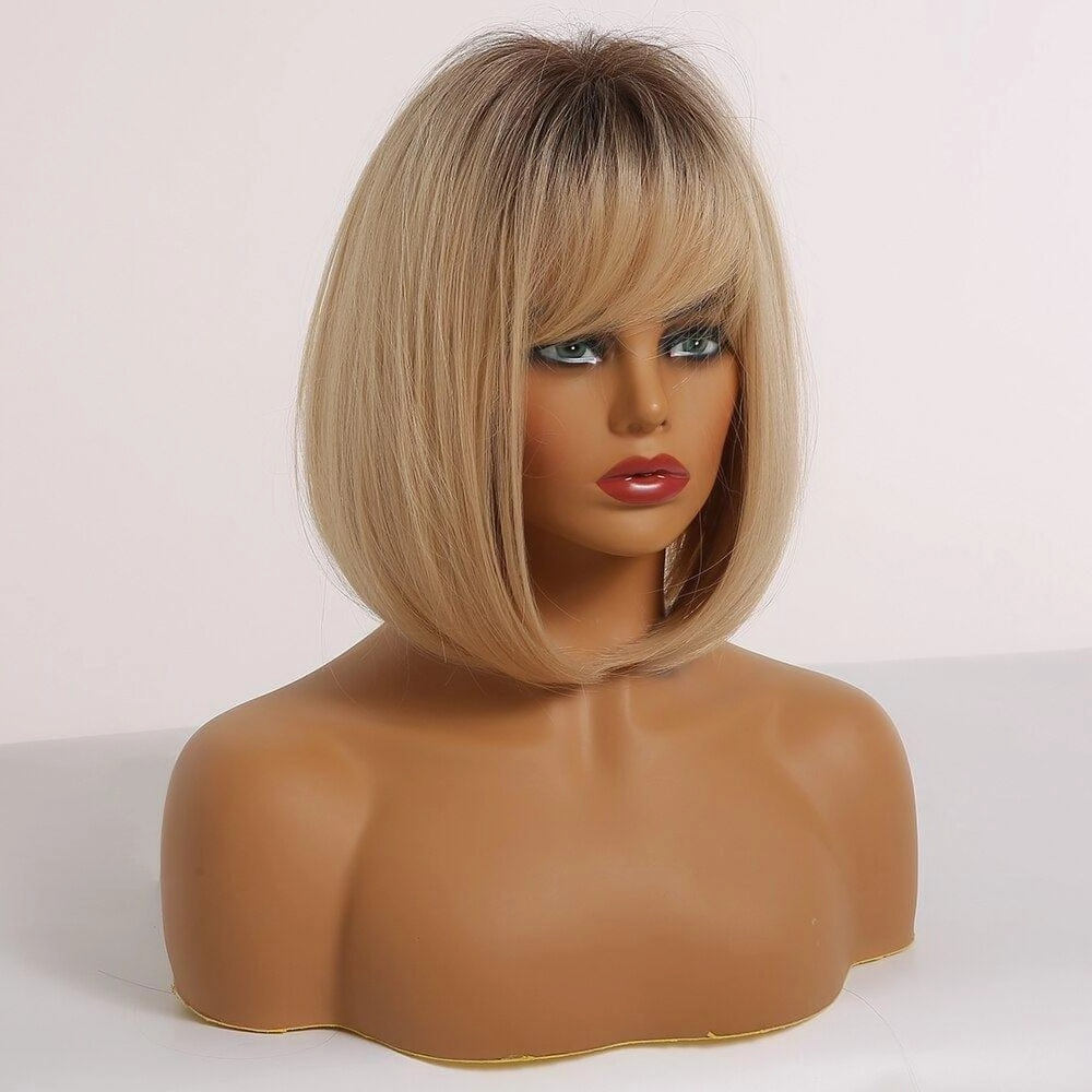 Golden Blonde Wig with Bangs