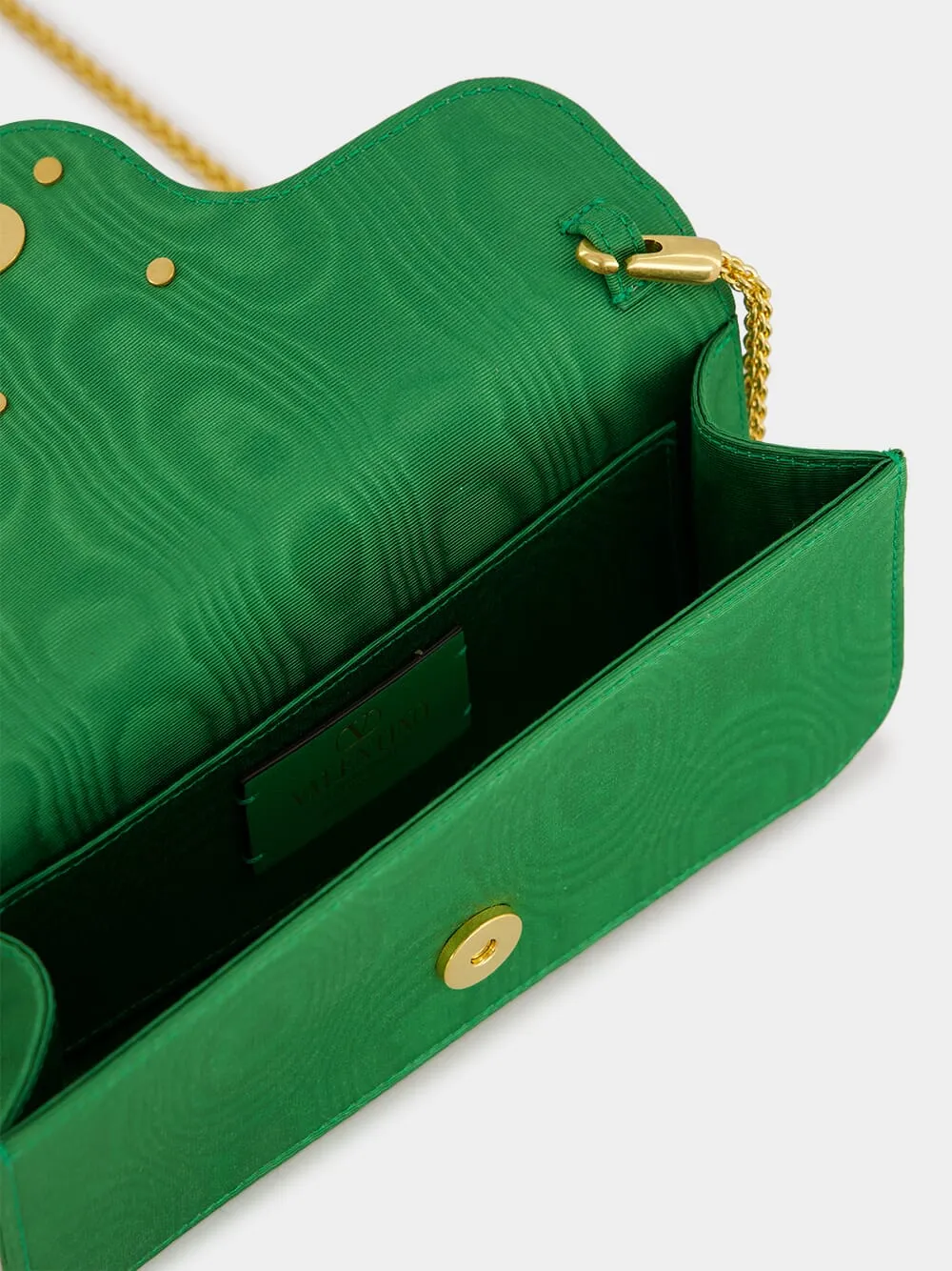 Green Loco Moir Clutch with Jewel Logo
