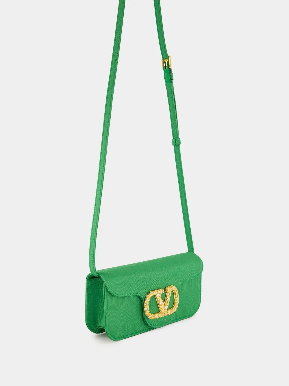 Green Loco Moir Clutch with Jewel Logo