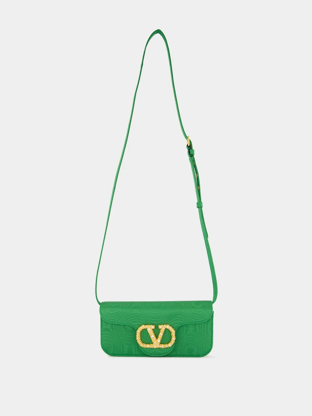 Green Loco Moir Clutch with Jewel Logo