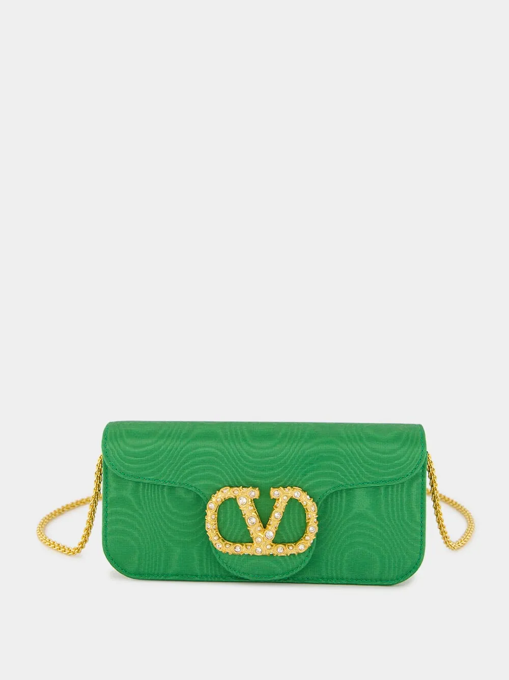 Green Loco Moir Clutch with Jewel Logo