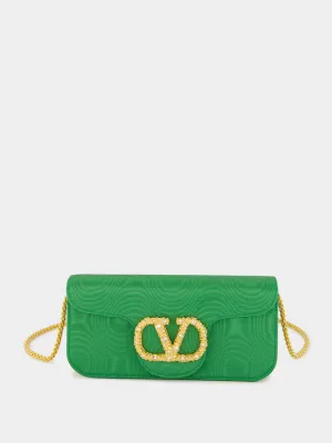 Green Loco Moir Clutch with Jewel Logo