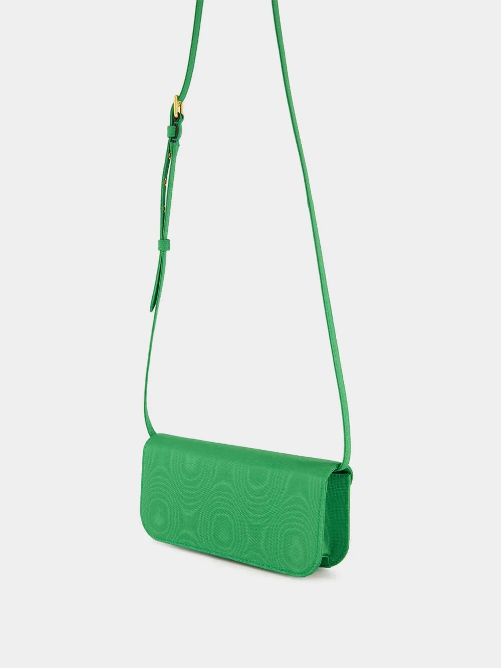 Green Loco Moir Clutch with Jewel Logo