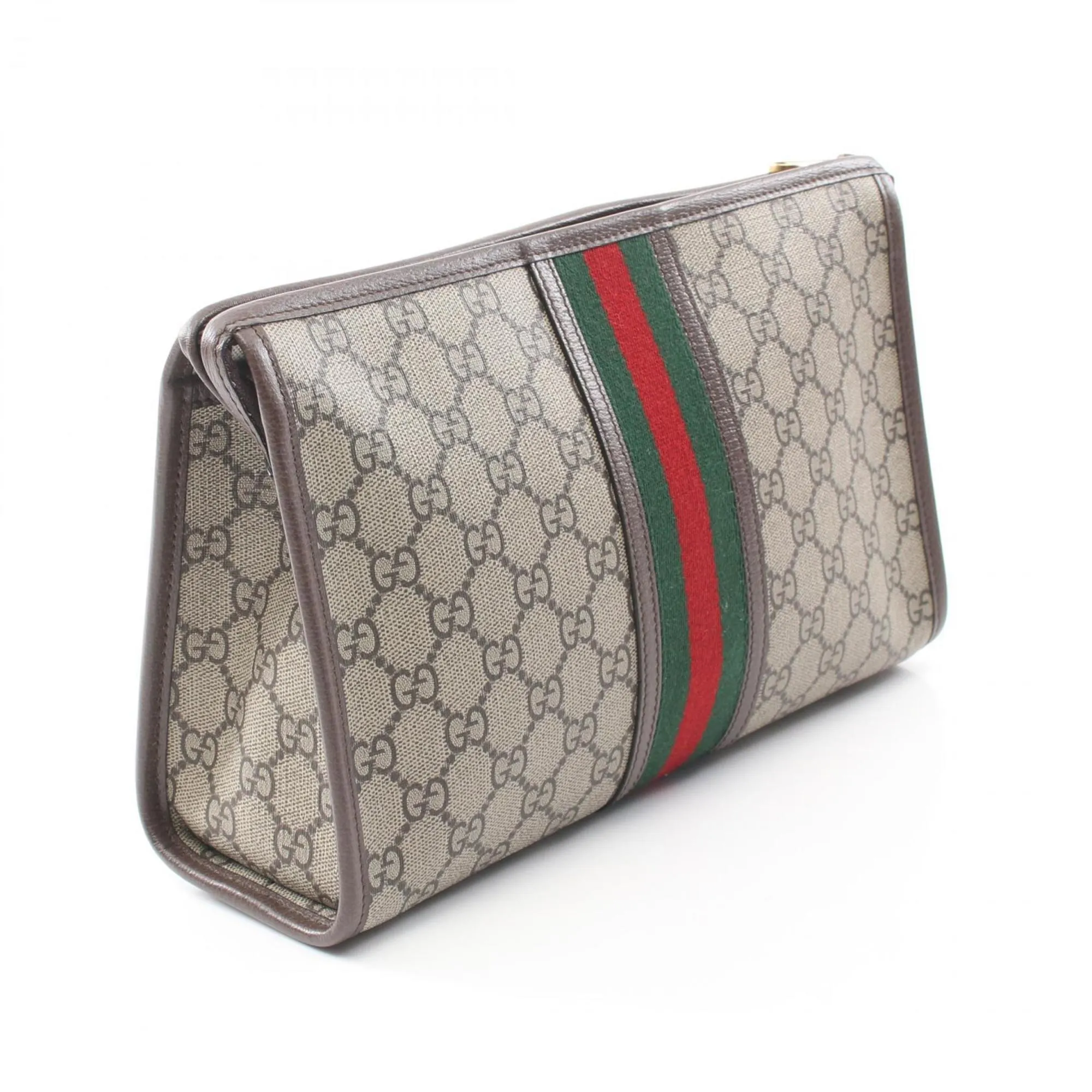 Gucci  Gg Supreme Leather Clutch Bag Pouch (Pre-Owned)