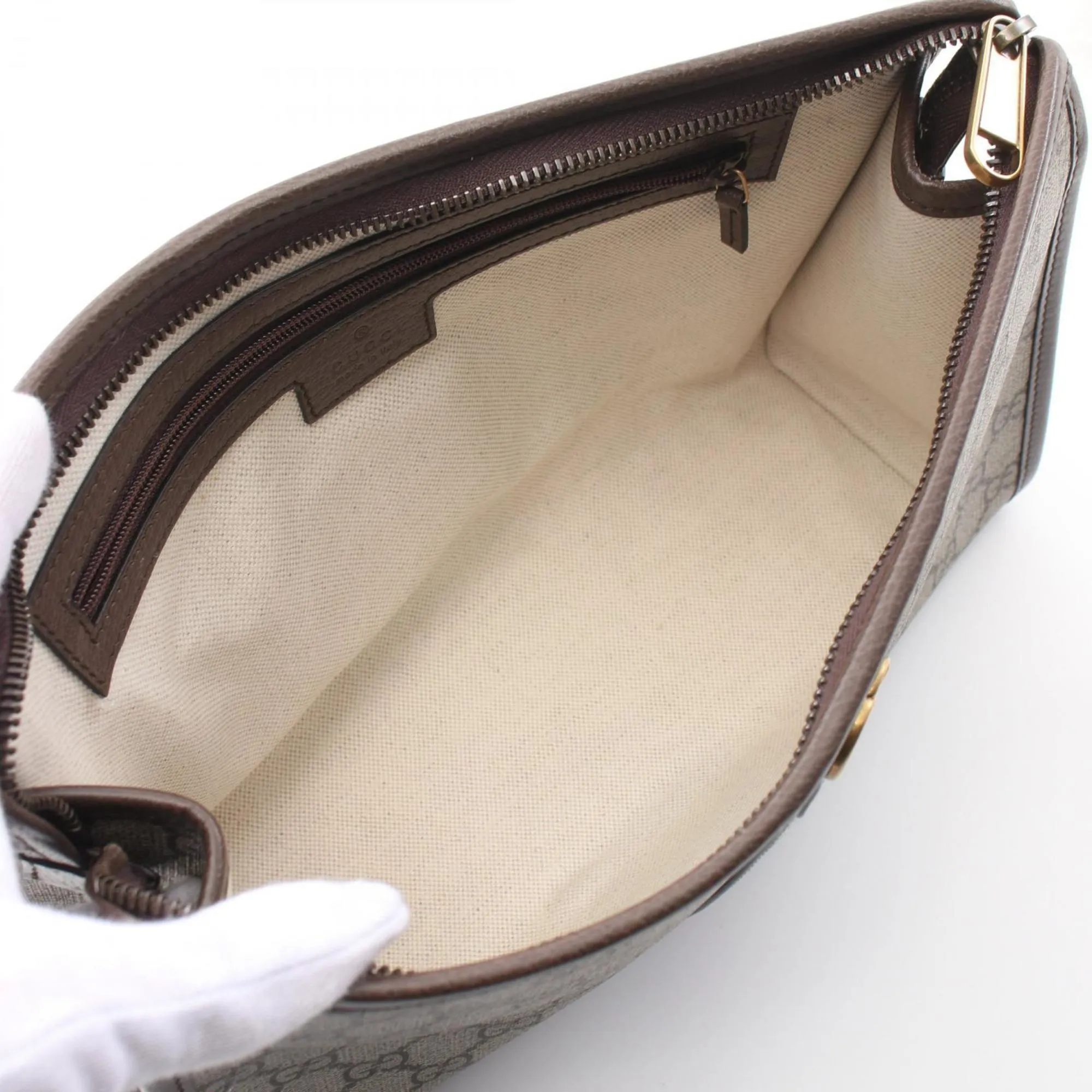 Gucci  Gg Supreme Leather Clutch Bag Pouch (Pre-Owned)