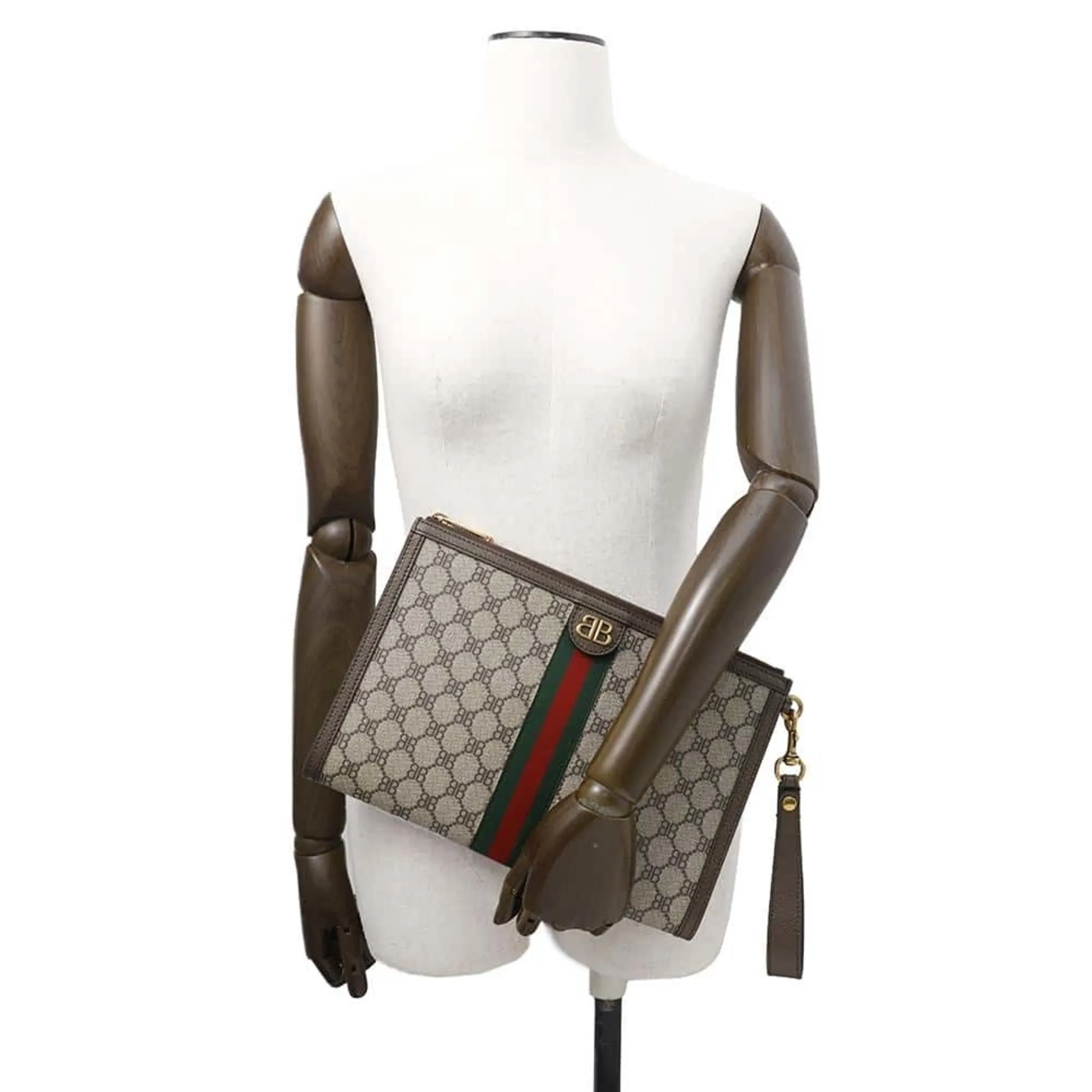 Gucci  Gg Supreme Leather Clutch Bag (Pre-Owned)