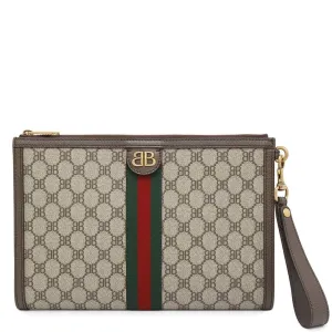 Gucci  Gg Supreme Leather Clutch Bag (Pre-Owned)