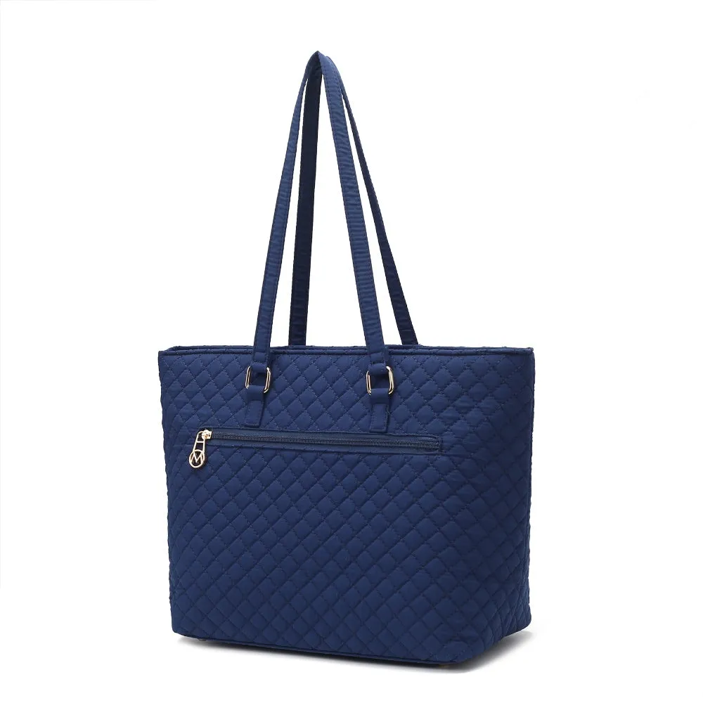 Hallie Solid Quilted Cotton Womens Tote Bag by Mia K.